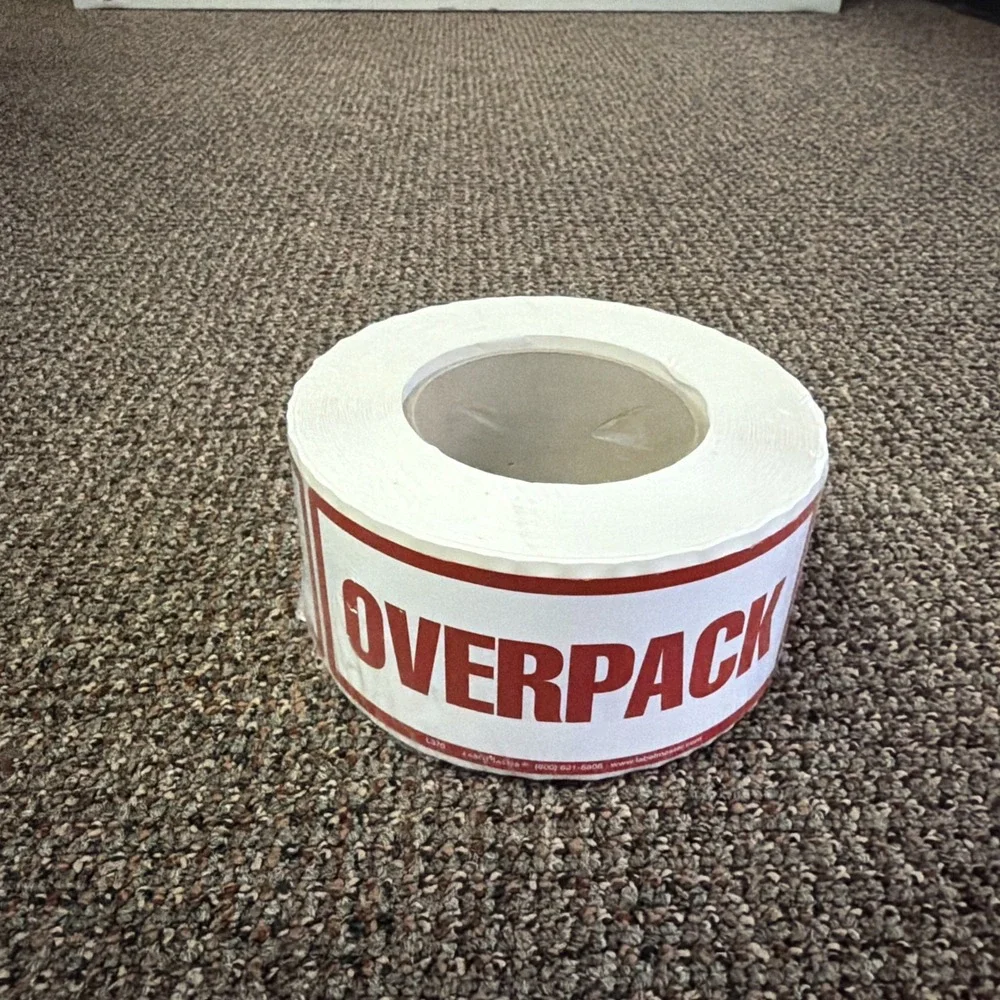 Uline Overpack Air Labels S-10798 2.5 x 6 Inch Roll 500 Count